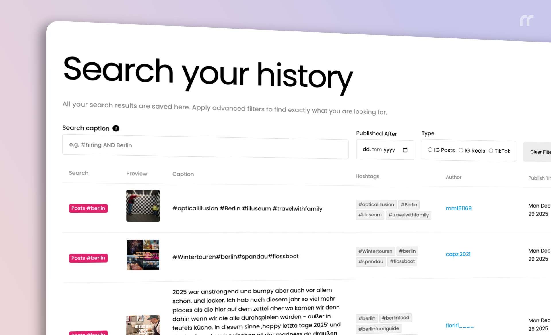 RecentReborn December Update: New Ways to Search Recent Instagram Posts and Hashtags